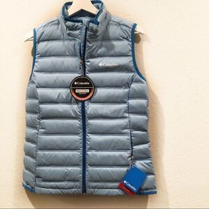 Columbia Lake 22 Down Blue puffer vest Heat Seal M